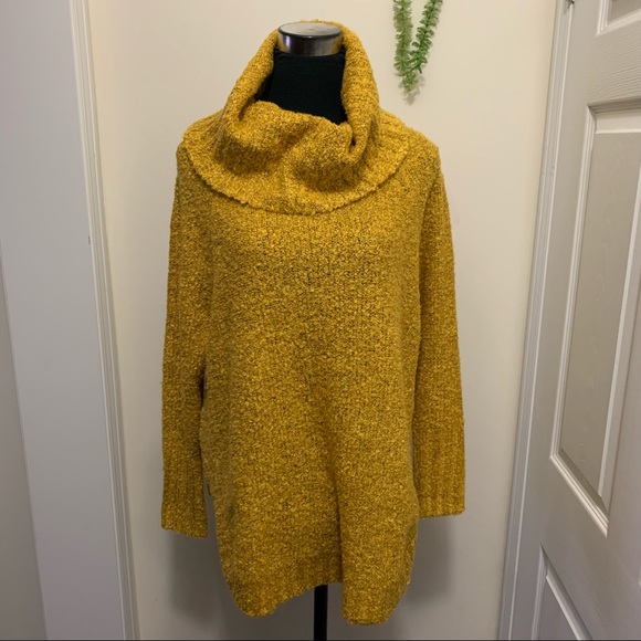 Faded Glory Knit Cozy Boulce Cowl Neck Breathable Chic Septre Gold Sweater Top - Picture 7 of 11